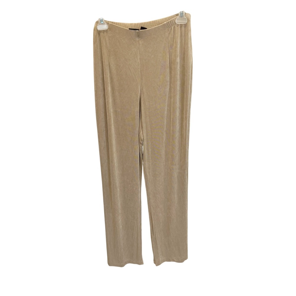 Chicos Travelers Tan Slinky Knit Straight Leg Pull On Pants - Size 2, Large